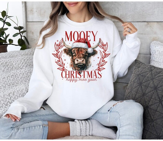 Highland Cow Mooey Christmas Sweatshirts & Tees